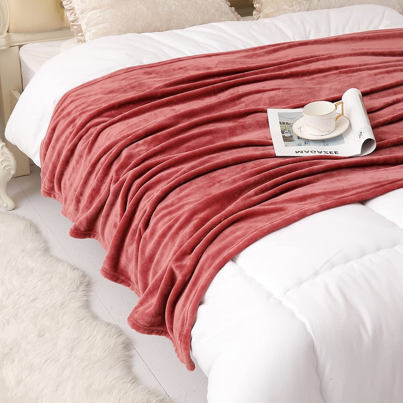 KMUSET Fleece Blanket Twin Size Coral Lightweight Super Soft Cozy Luxury Bed Blanket Microfiber - Image 4